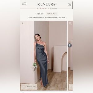 Revelry size 2 black bridesmaid dress Jade Satin Dress